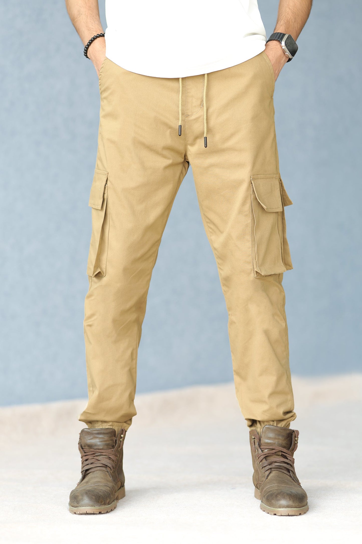 Cut Style 7 Pocket Style Imp Cotton Cargo Trouser In Camel