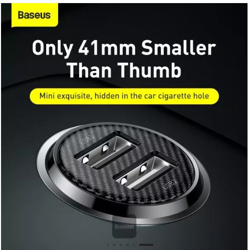 Basens Car Charger Grain Dual USB Car Charger 4.8A